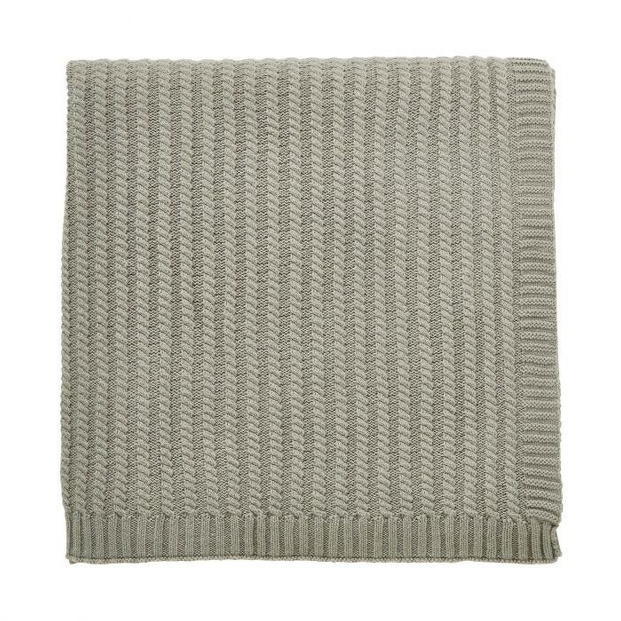 Navah Knitted Wool Throw In Sage Green